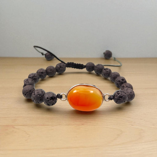 Carnelian & Lava Stone Energy Bracelet 8 mm