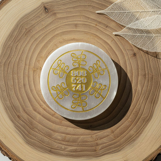 808 520 741 selenite Golden Circle plate