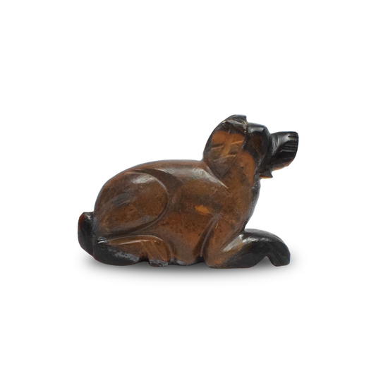 Tiger Eye Dog - 8.89 cm Sculpture Hand Carved, 170 Gram