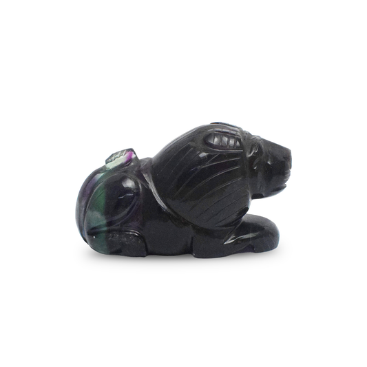 Multi Flourite Lion - 7.62 cm Sculpture Hand Carved, 225 Gram