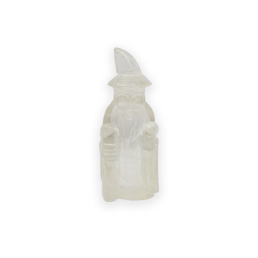 Clear Quartz Wizard Statue Figurine for Home Decoration - 10.16 cm