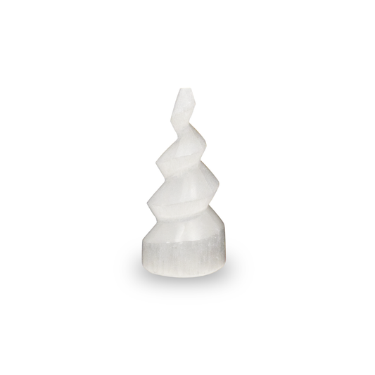 Selenite Spiral Tower - 10.16 cm Handcrafted Crystal for Reiki, Healing & Showpiece