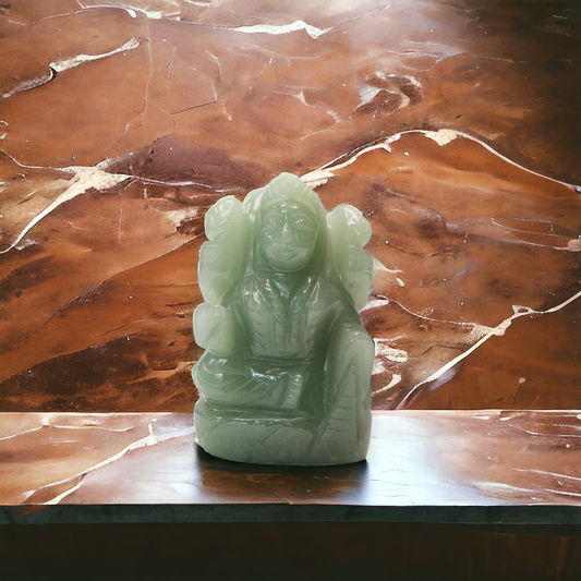 Green Aventurine Crystal Laxmi - 6.85 cm Handcrafted Figurine (140-150 Gram)