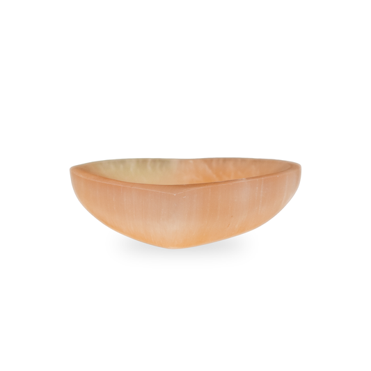 Orange Selenite Heart Bowl - 16.0 cm, Crystal for Cleansing & Charging