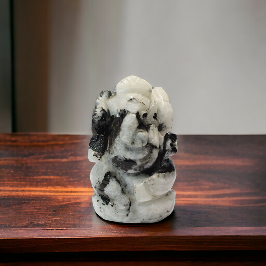 Moonstone Crystal Ganesha - 5.84 cm Handcrafted Figurine (100-110 Gram)
