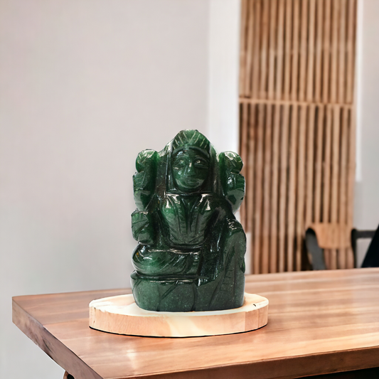 Green Jade Crystal Laxmi - 7.62 cm Handcrafted Figurine (185-195 Gram)