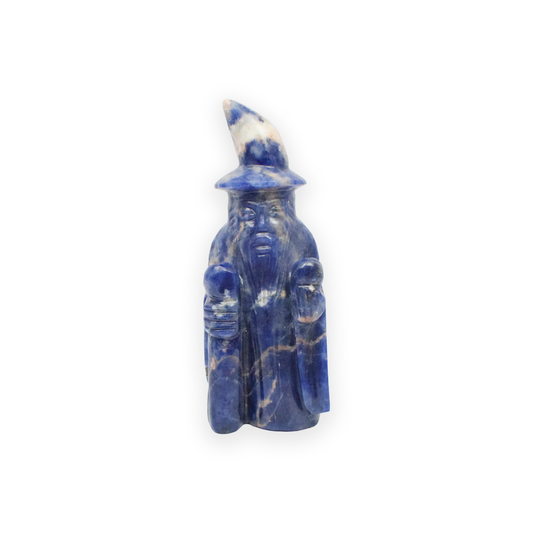 Sodalite Wizard Statue Figurine for Home Decoration - 10.16 cm