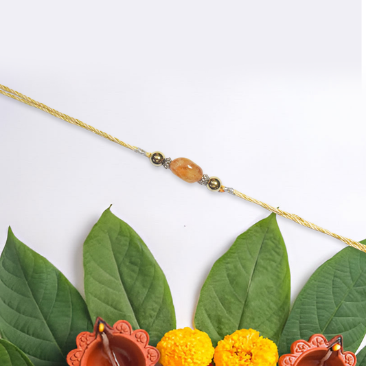 Crystals Rakhi For Attract Prosperity ( Citrine+ Pyrite ) D No. R-07