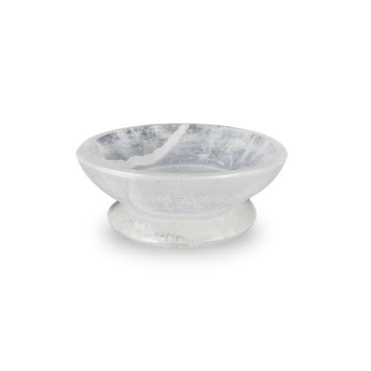 Selenite Round Bowl With Stand - 10.16 cm, Crystal for Cleansing & Charging