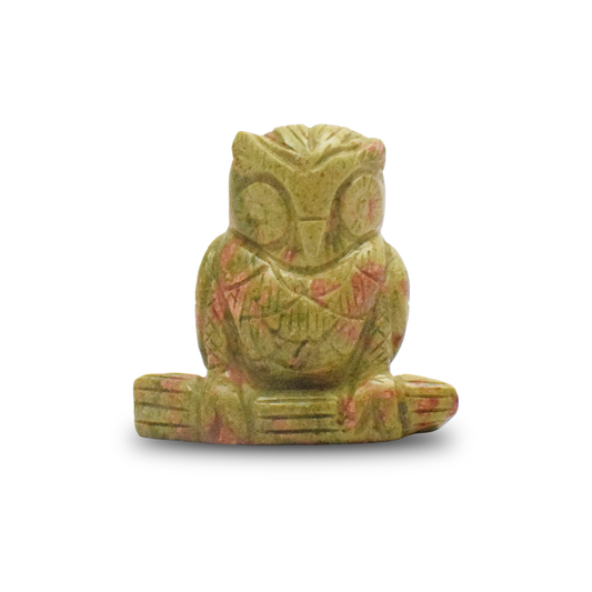 Unakite Owl -  8.89 cm Sculpture Hand Carved, 380 Gram