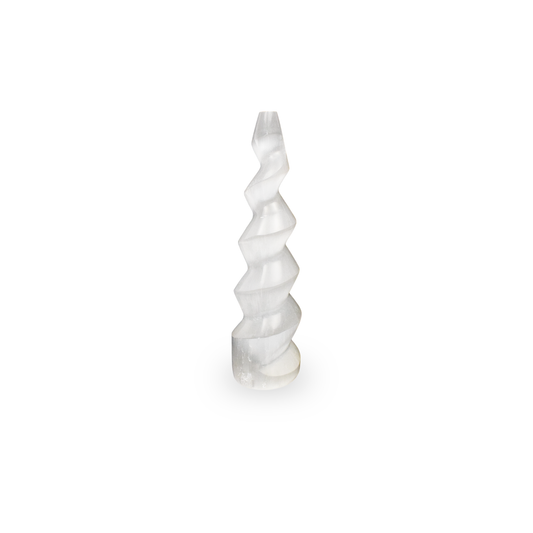 Selenite Spiral Tower - 15.24 cm Handcrafted Crystal for Reiki, Healing & Showpiece