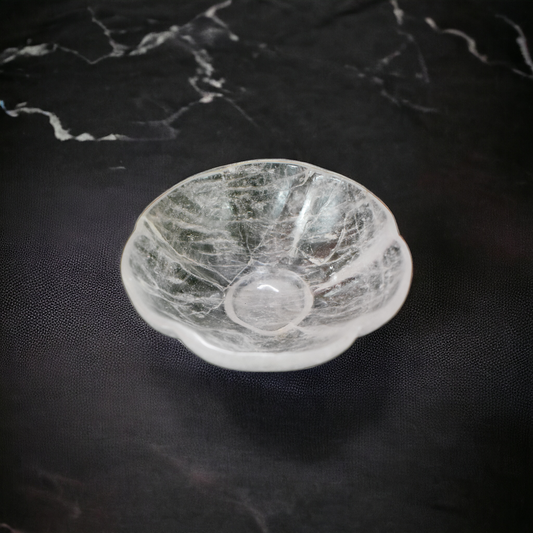 Crystal Quartz Flower Crystal Bowl - 10.16 cm