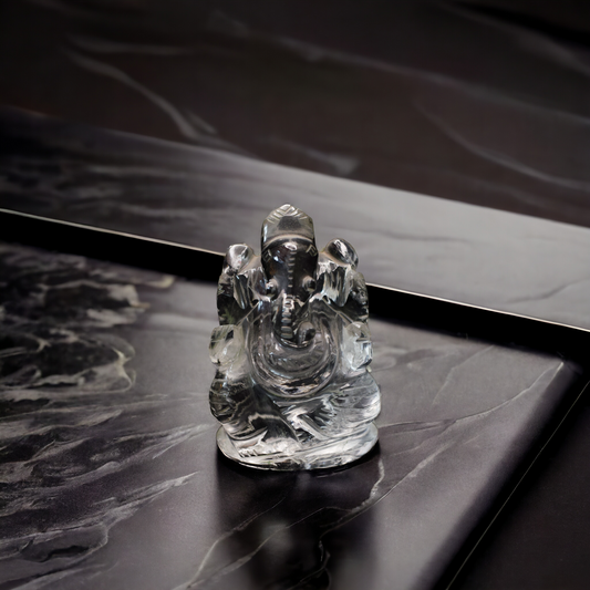 Clear Quartz Crystal Ganesha - 7.36 cm Handcrafted Figurine (140-150 Gram)