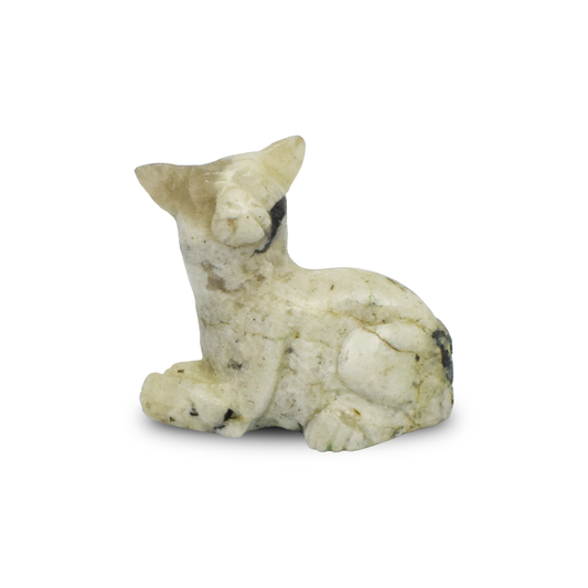 Moonstone Cat - 6.99 cm Sculpture Hand Carved, 140 Gram