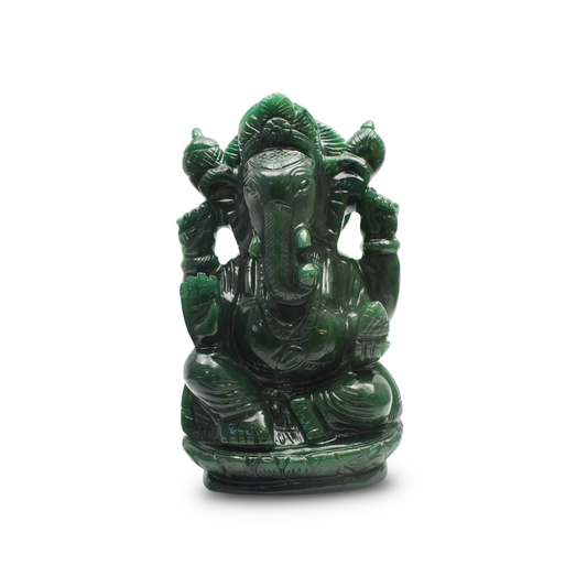 Green Jade Ganesha Figurine - 17.78 cm Reiki Crystal Idol, 1510 Gram