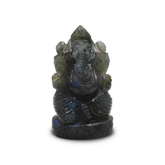 Labradorite Ganesha Figurine - 9.53 cm Reiki Crystal Idol, 262 Gram