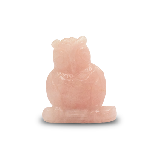 Rose Quartz Owl -  12.7 cm Sculpture Hand Carved, 1045 Gram