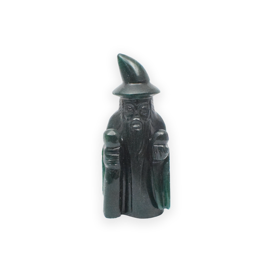 Dark Green Aventurine Wizard Statue Figurine - 10.16 cm