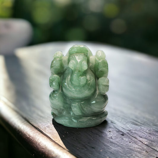 Green Aventurine Crystal Ganesha - 5.58 cm Handcrafted Figurine (110-120 Gram)
