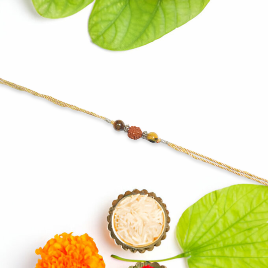Crystals Rakhi For Personality & Improve Expression ( Rudraksha+ TigerEye ) D No. R-12