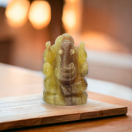 Fluorite Crystal Ganesha - 6.09 cm Handcrafted Figurine (140-150 Gram)