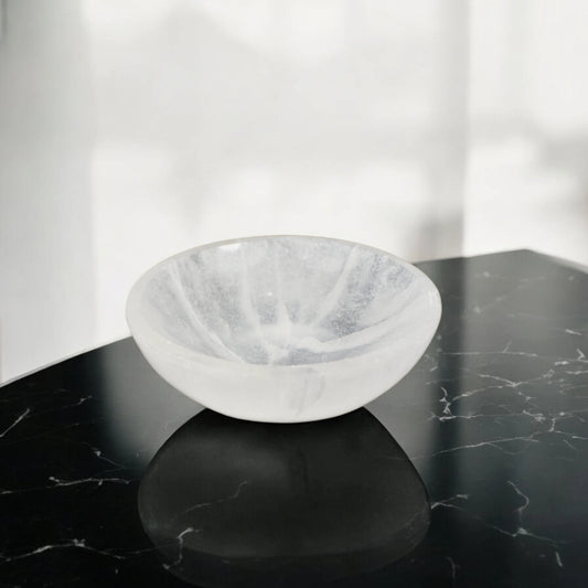 Selenite Round Bowl - 10.16 cm, Crystal for Cleansing & Charging