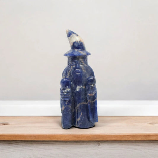 Sodalite Wizard Statue Figurine for Home Decoration - 10.16 cm