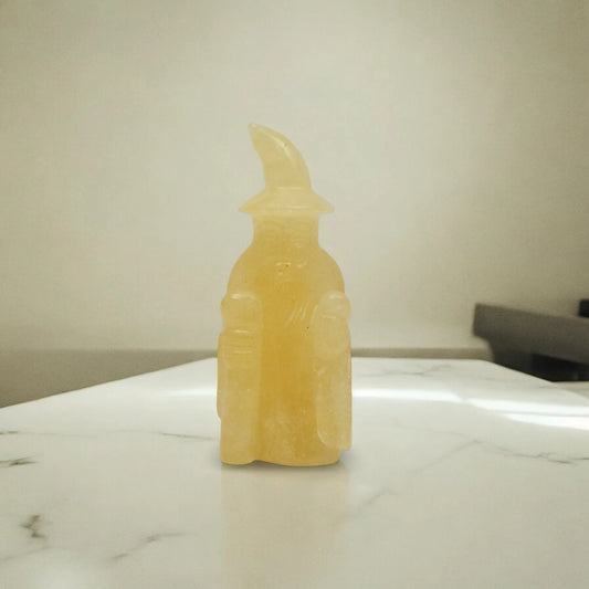 Yellow Aventurine Wizard Statue Figurine - 11.43 cm