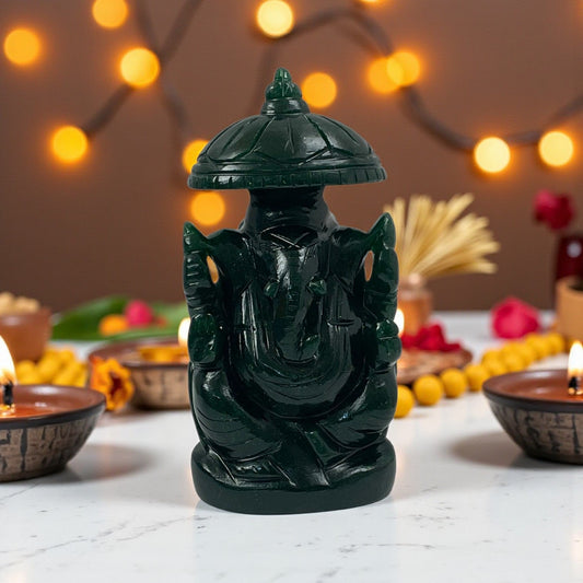 Natural Green Aventurine Lord Ganesha Idol for Wealth & Prosperity