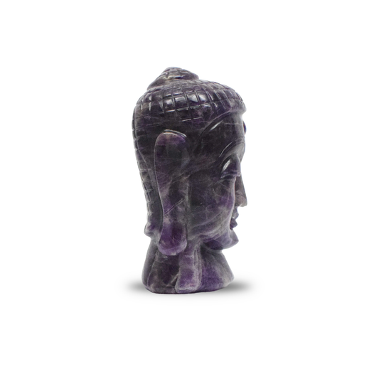 Amethyst Crystal Buddha Face/Head for Showpiece, Vastu & Feng Shui - 11.43 cm Handcrafted Showpiece (870 Gram)