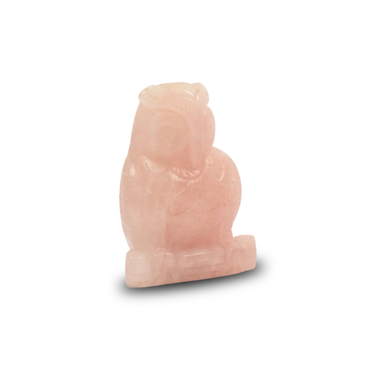 Rose Quartz Owl -  12.7 cm Sculpture Hand Carved, 1045 Gram