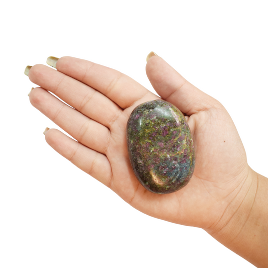 Natural Ruby Zosite Healing Crystal palm Stone for Meditation (100-110 Gm)