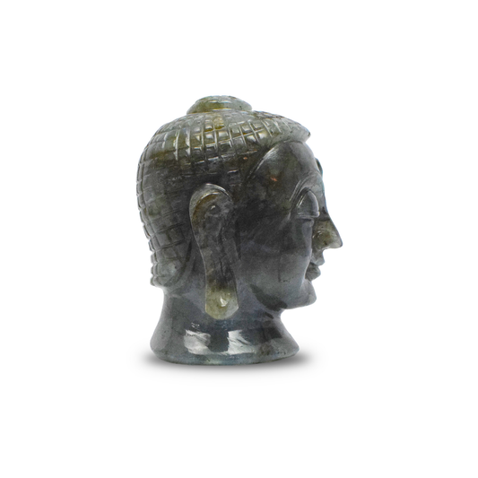 Labrodorite Crystal Buddha  Face/Head for Showpiece, Vastu & Feng Shui - 10.16 cm Handcrafted Showpiece (780 Gram)