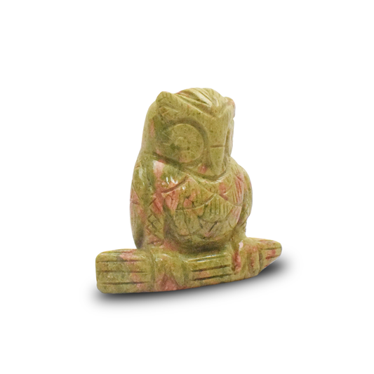 Unakite Owl -  8.89 cm Sculpture Hand Carved, 380 Gram