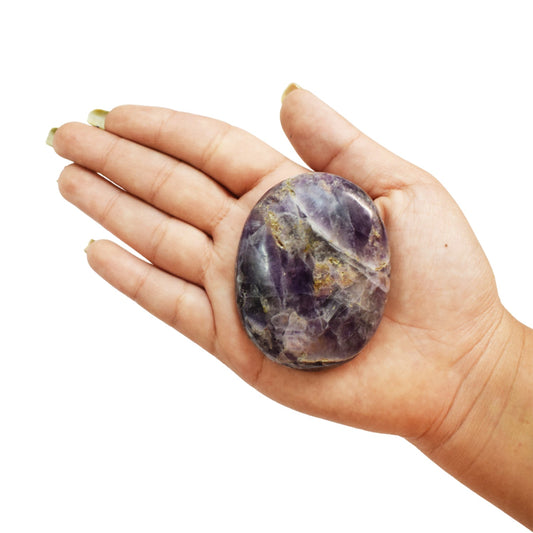Natural Amethyst Healing Crystal palm Stone for Meditation (90-100 Gm)