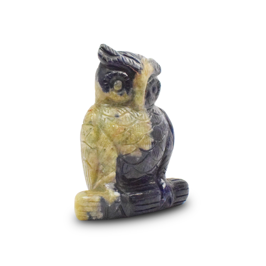 Sodalite Owl -  12.7 cm Sculpture Hand Carved, 700 Gram