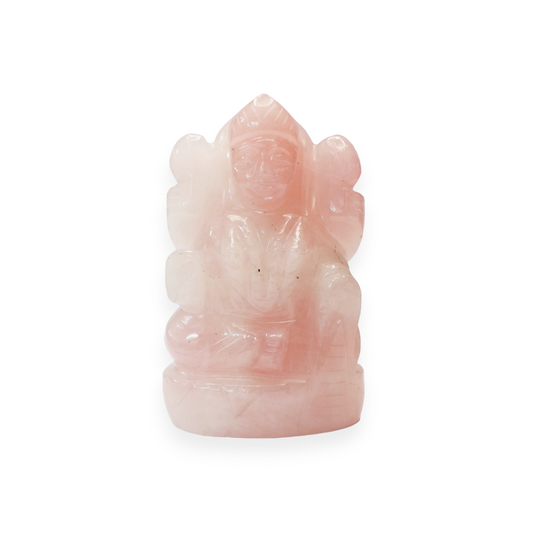 Rose Quartz Crystal Laxmi - 8.12 cm Handcrafted Figurine (190-200 Gram)