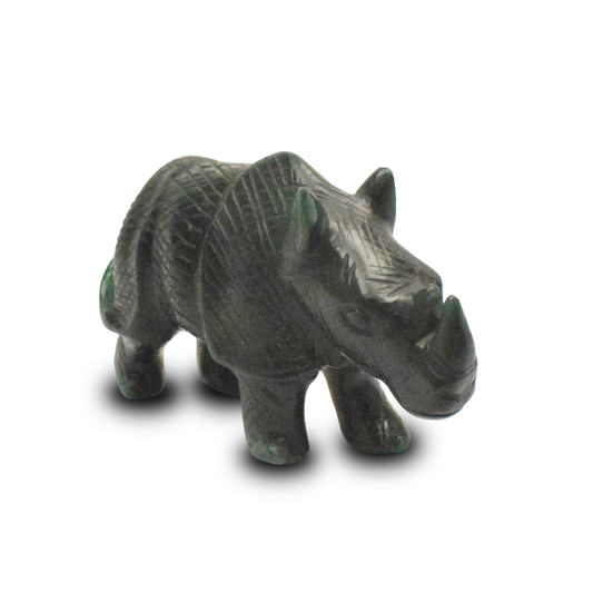 Green Aventurine Rhinoceros -  8.89 cm Sculpture Hand Carved, 615 Gram