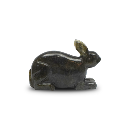 Labradorite Rabbit - 8.89 cm Sculpture Hand Carved, 170 Gram