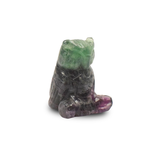 Multi Flourite Owl -  7.62 cm Sculpture Hand Carved, 320 Gram