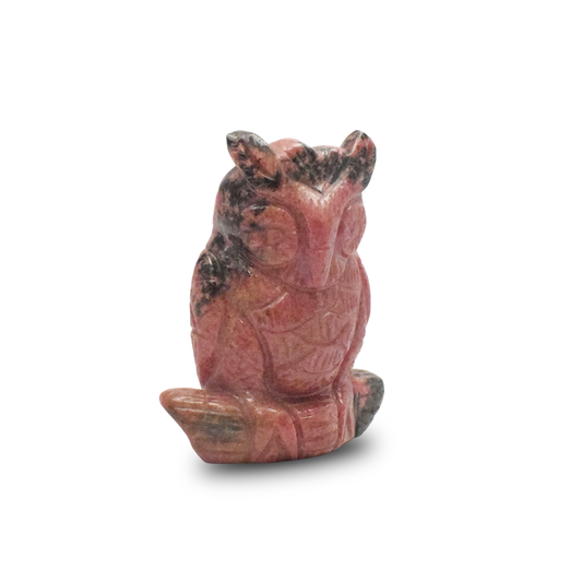 Rhodonite Owl -  11.43 cm Sculpture Hand Carved, 815 Gram