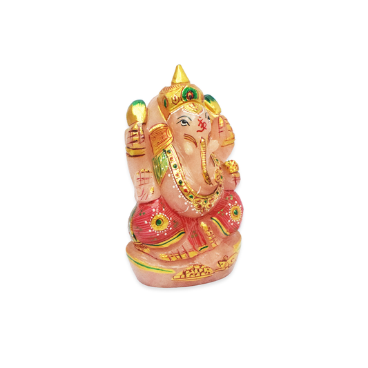 Rose Quartz Ganesha Idol Showpieces - 11.43 cm Handcrafted Showpiece (470 Gram)