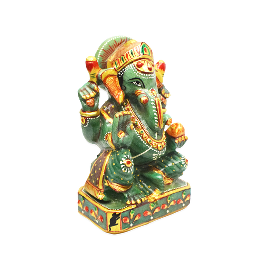 Green Aventurine Ganesha Idol Showpieces - 15.24 cm Handcrafted Showpiece (1270 Gram)