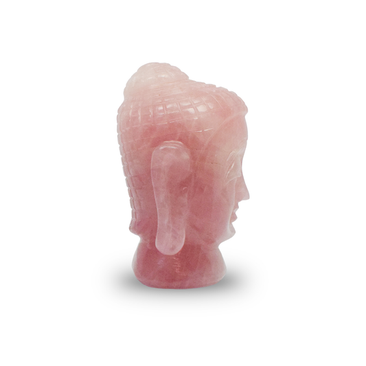 Rose Quartz Crystal Buddha Face/Head for Showpiece, Vastu & Feng Shui - 10.16 cm Handcrafted Showpiece (774 Gram)