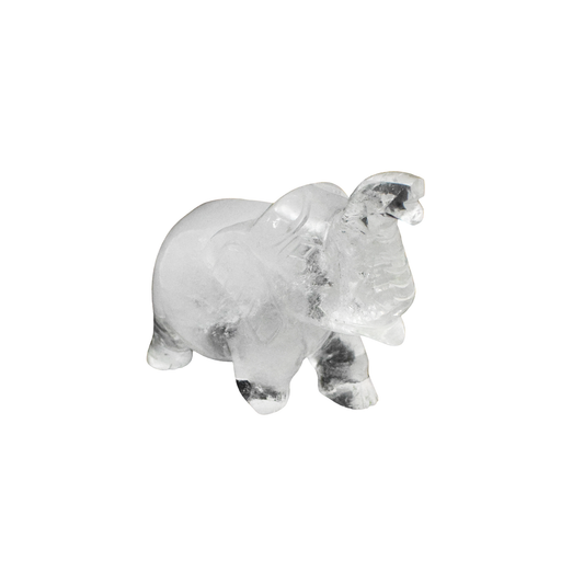 Natural Clear Quartz Elephant Showpiece - 8.89 cm Handcrafted Showpiece (600 Gram)