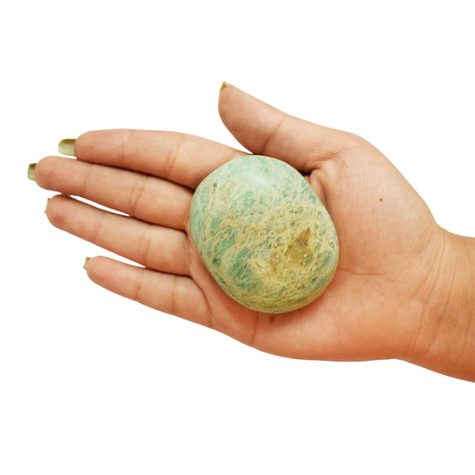 Natural Amazonite Healing Crystal palm Stone for Meditation (100-110 Gm)