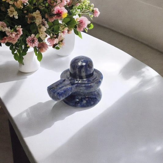 Lapis Lazuli Shivling - 7.62 cm Handcrafted Crystal 215 Gram (Approx)