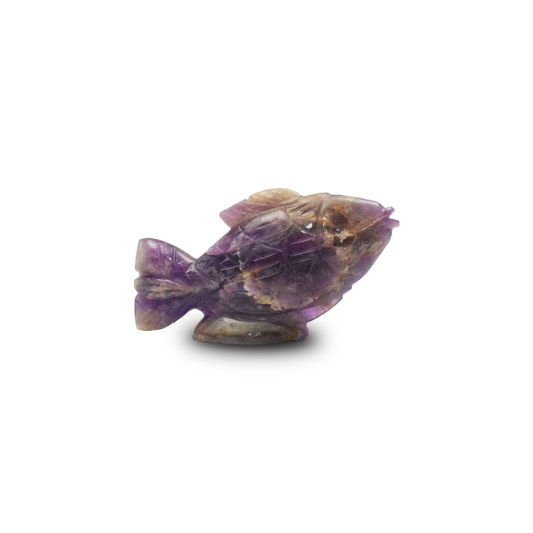 Amethyst Fish -  7.62 cm Sculpture Hand Carved, 230 Gram