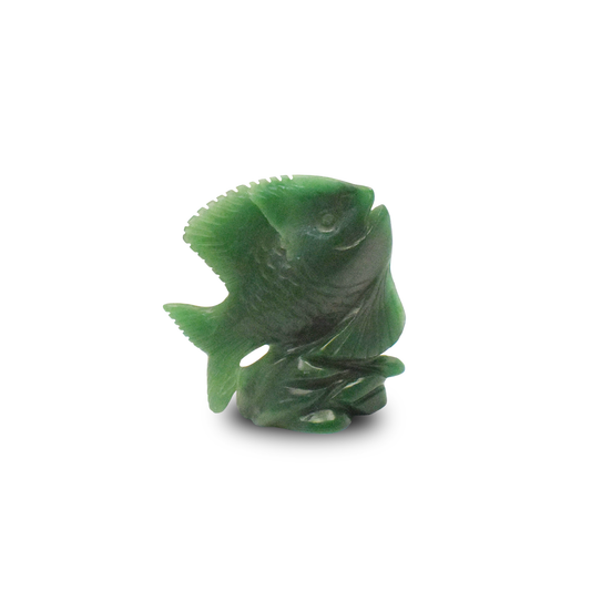 Green Aventurine Piranha -  11.43 cm Sculpture Hand Carved, 410 Gram