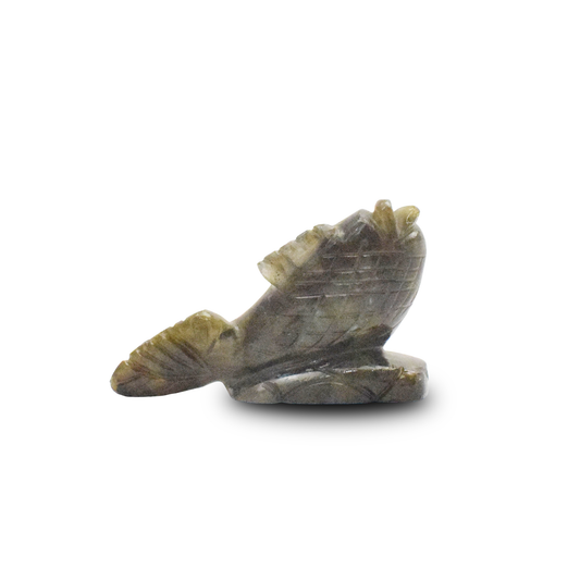 Labrodorite Fish -  6.35 cm Sculpture Hand Carved, 225 Gram